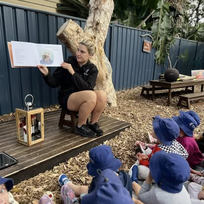 Lakeview educator engaging with children